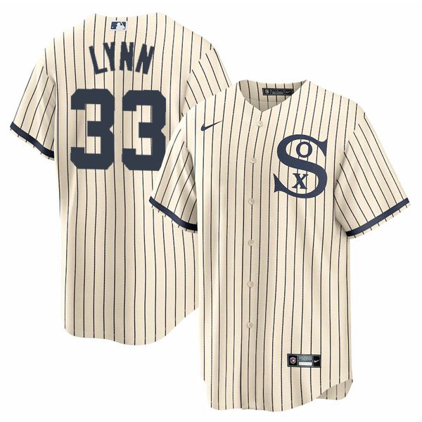 Men Chicago White Sox #33 Lynn Cream stripe Dream version Game Nike 2021 MLB Jerseys->chicago white sox->MLB Jersey